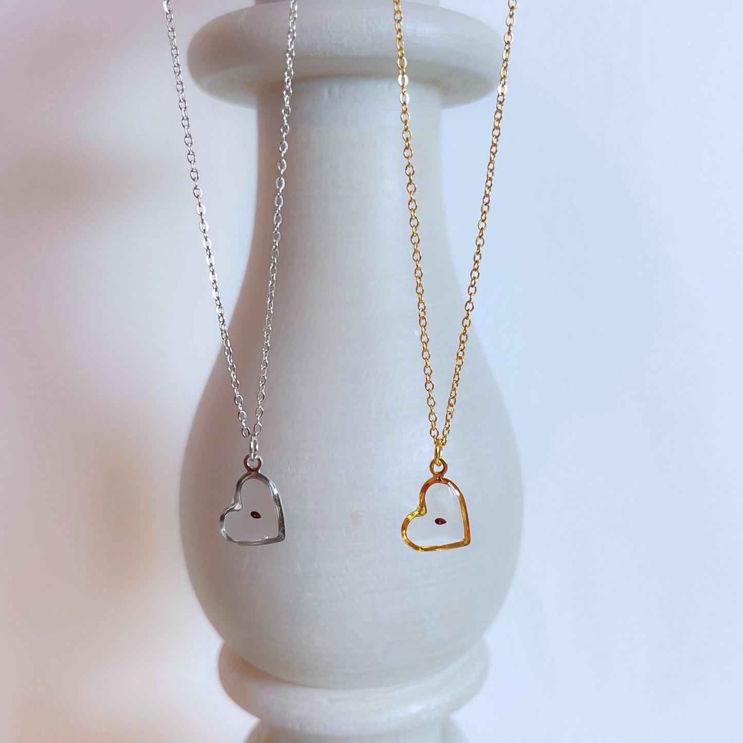 Forget Me Not Seed Heart Charm Miscarriage Necklace