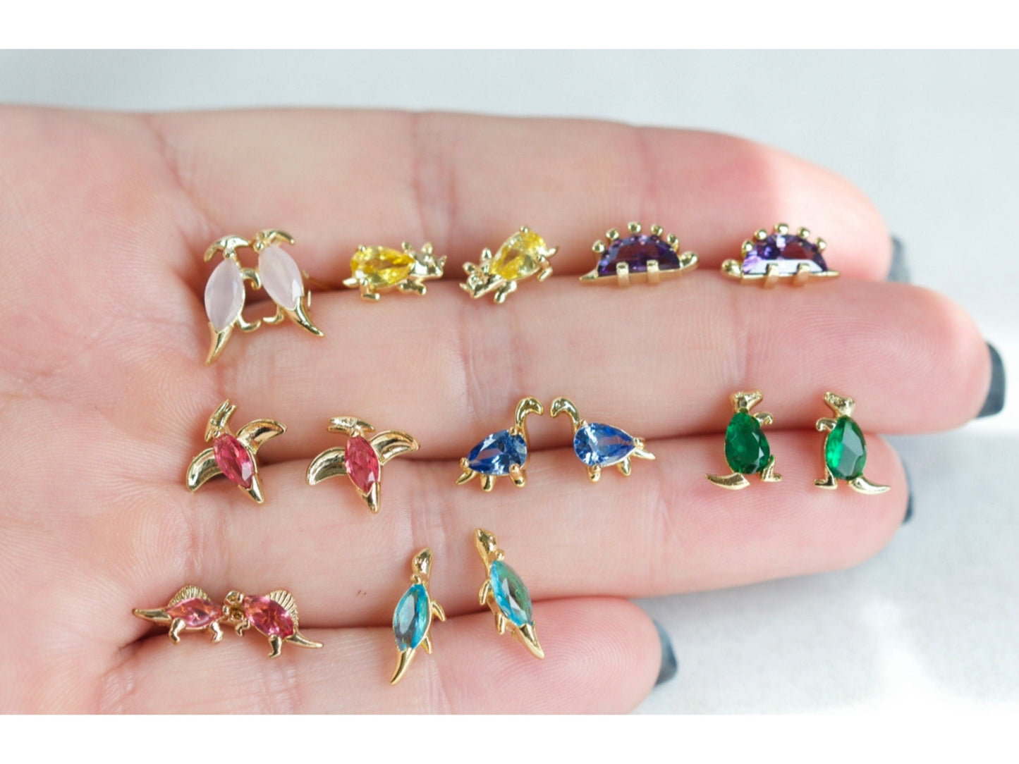 Tiny Blue Diplodocus Earrings