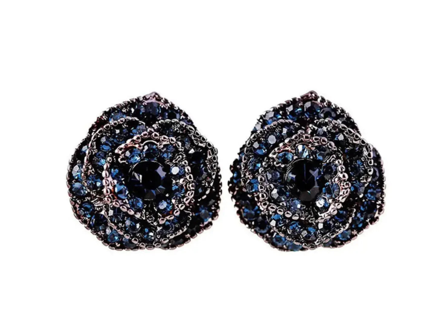 Blue Sapphire Flower Earrings