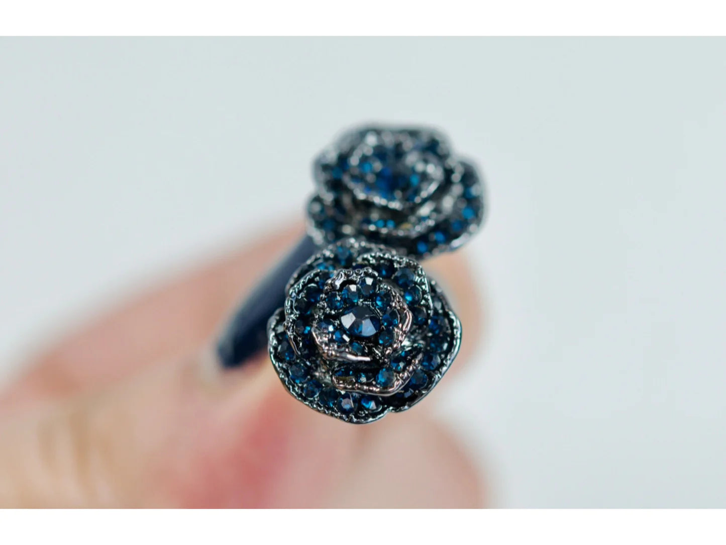 Blue Sapphire Flower Earrings