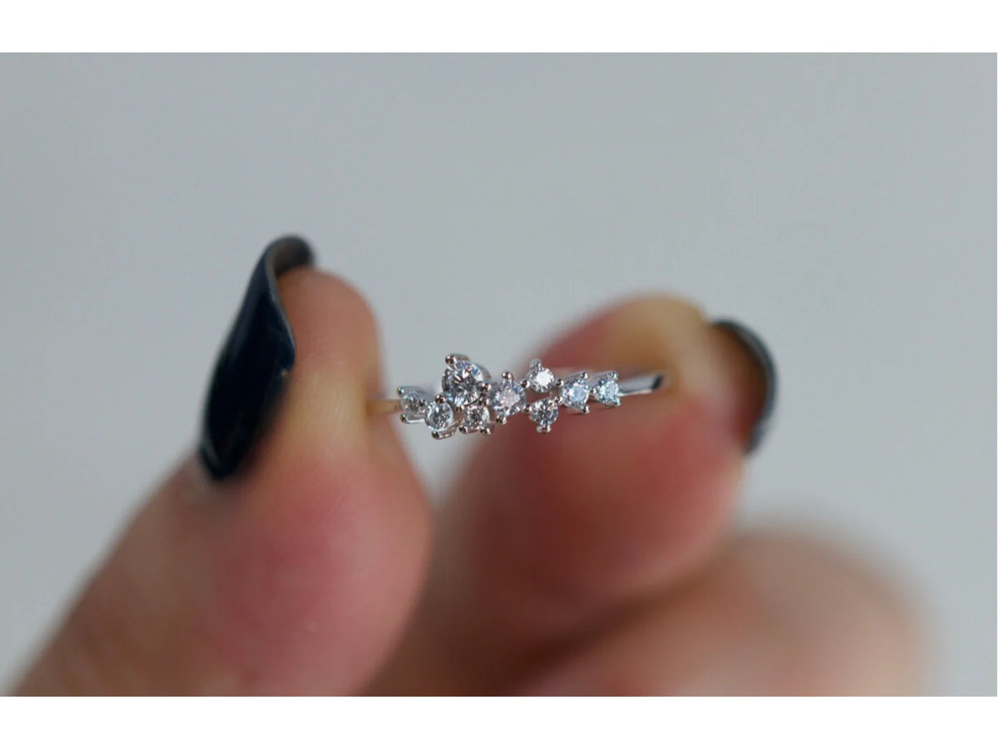 Diamond Flower Thin Ring