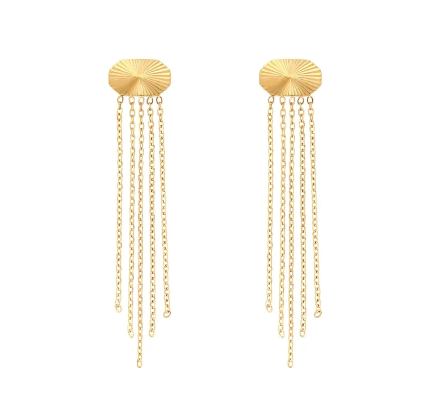 Chain Tassel Geometric Earrings