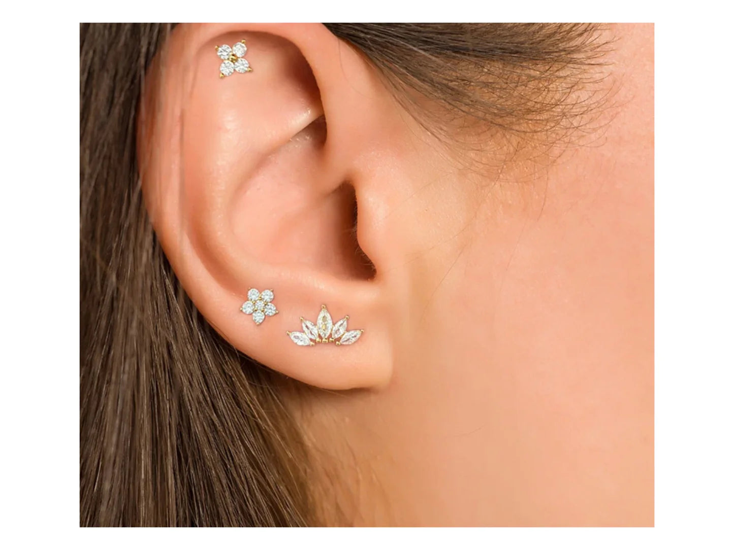 Tiny Flower Diamond Stud Earrings