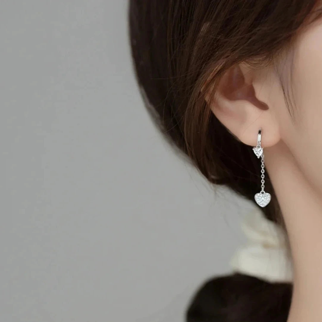 Heart Charm Chain Hoop Earrings