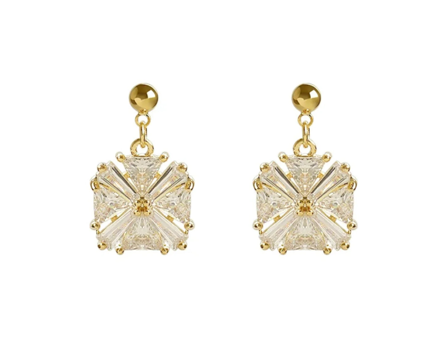 Square Drop Crystal Earrings