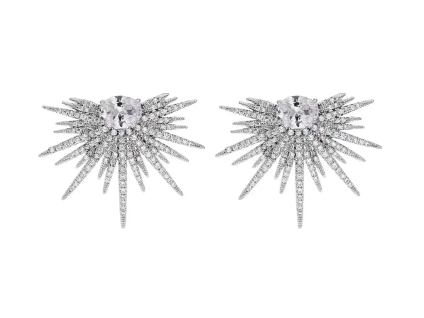 Large Flower Diamonds Earrings