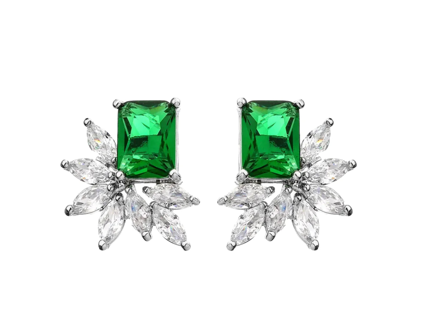 Square Green Emerald Earrings