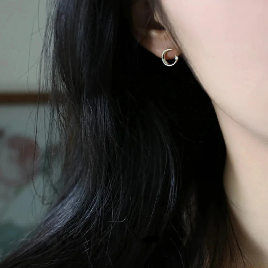 Tiny Crescent Moon Earrings