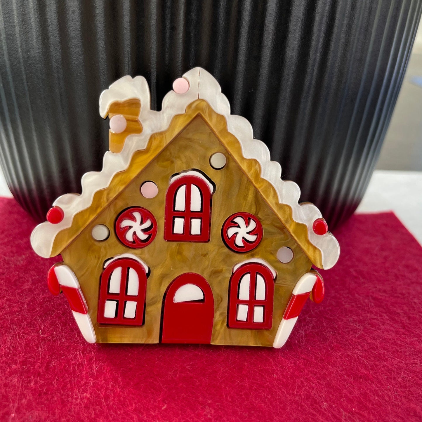Charming gingerbread house acrylic pin brooch