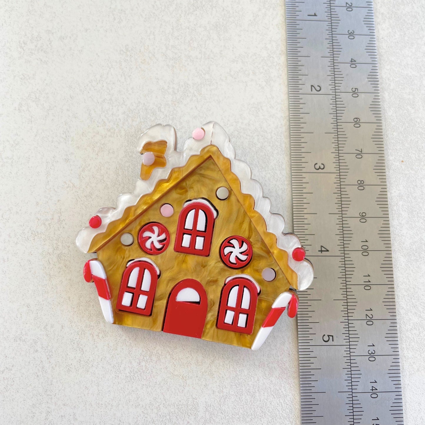 Charming gingerbread house acrylic pin brooch