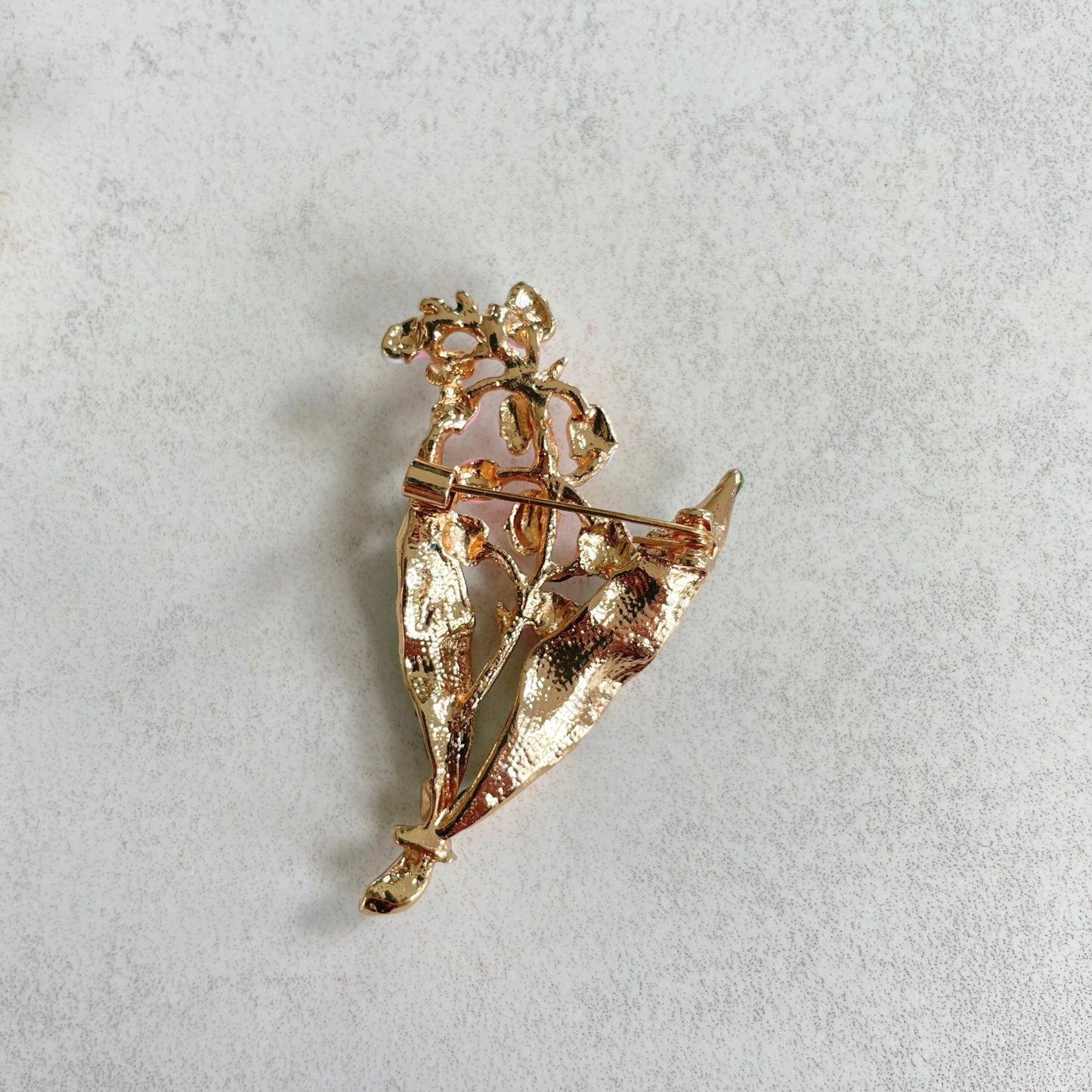 Delicate Lily of the valley flower gold pin brooch