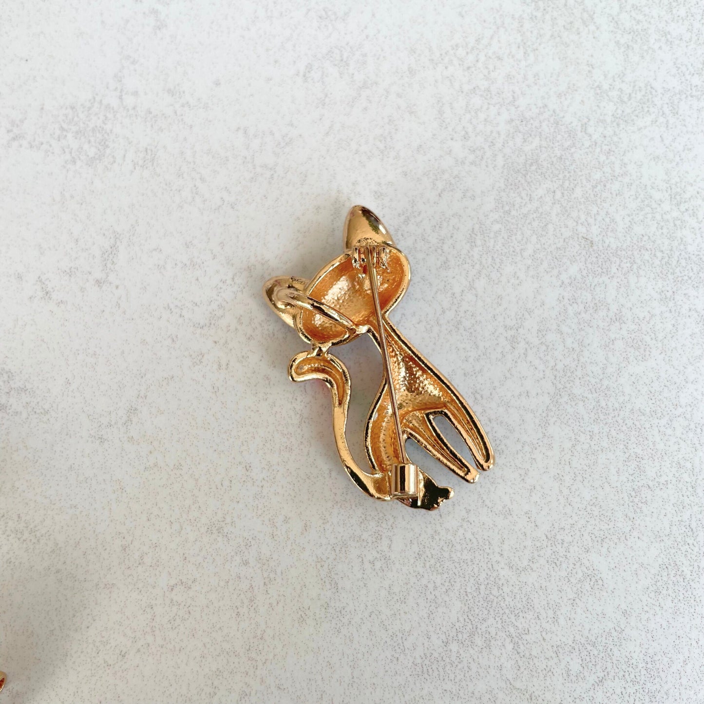 Quirky bohemian black cat gold pin brooch