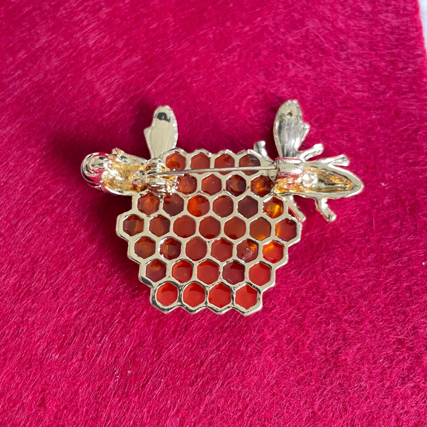Bee Honeycomb Pin Brooch