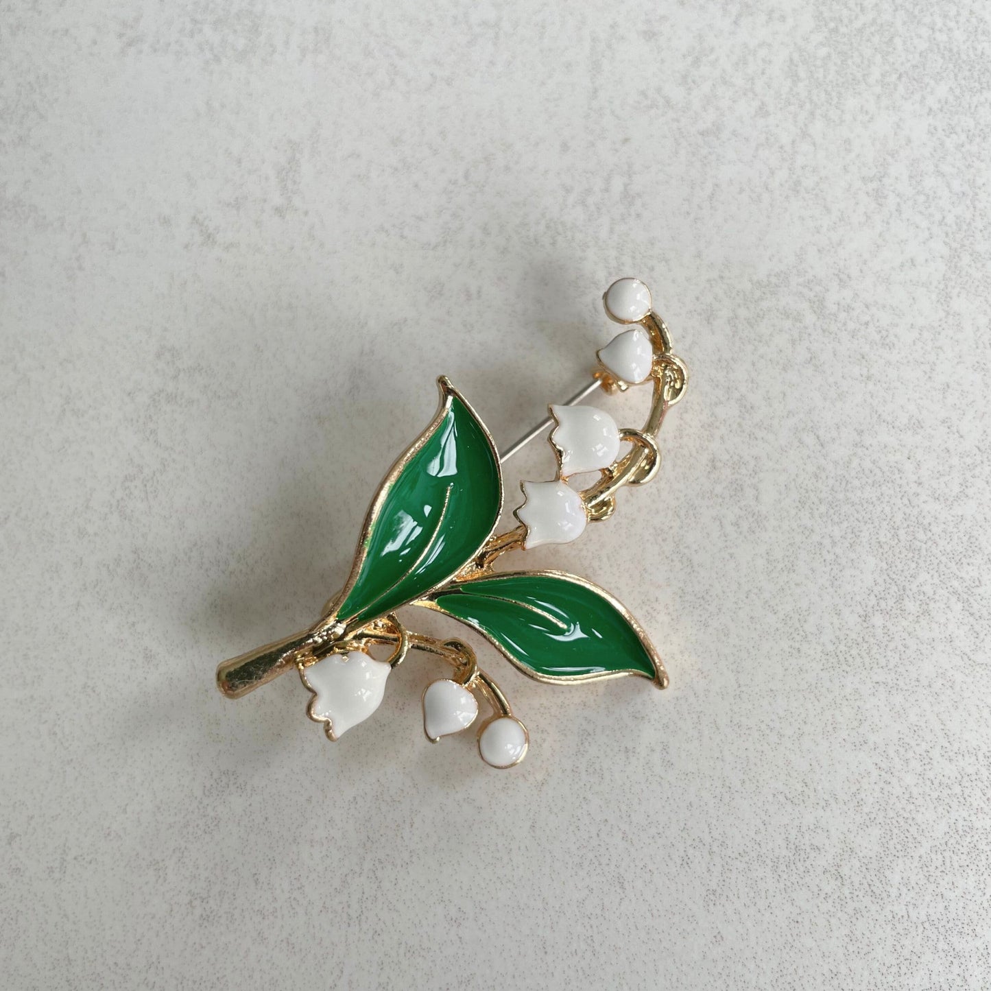 Delicate Lily of the valley flower gold pin brooch