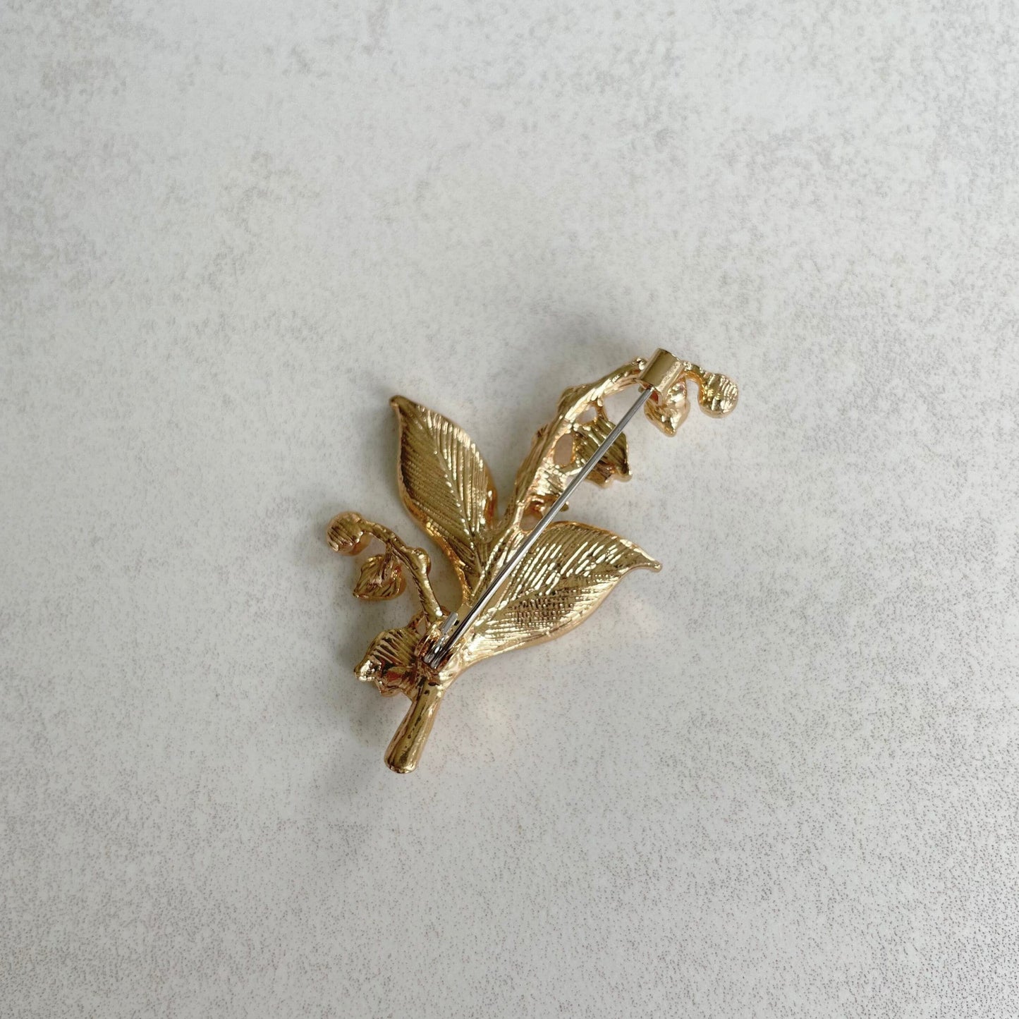 Delicate Lily of the valley flower gold pin brooch