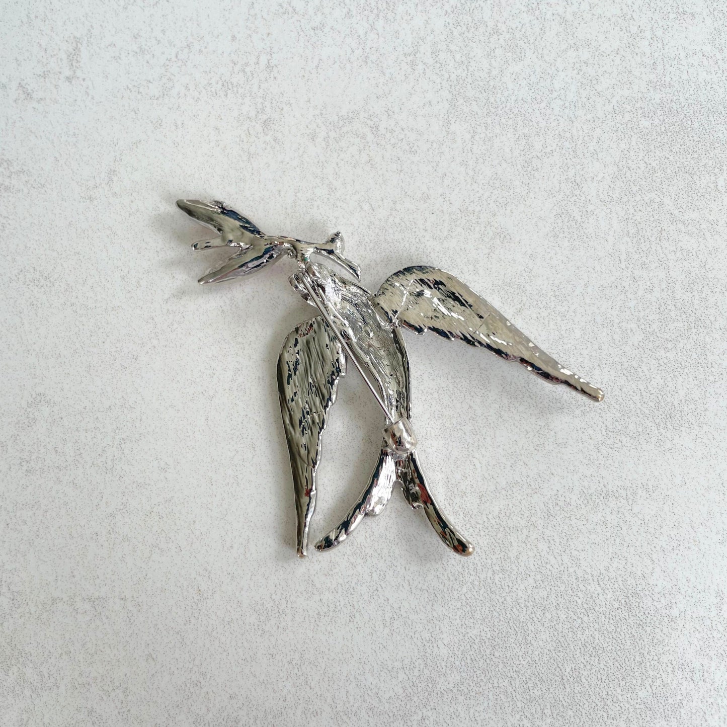 Peace Dove with olive tree branch silver pin brooch
