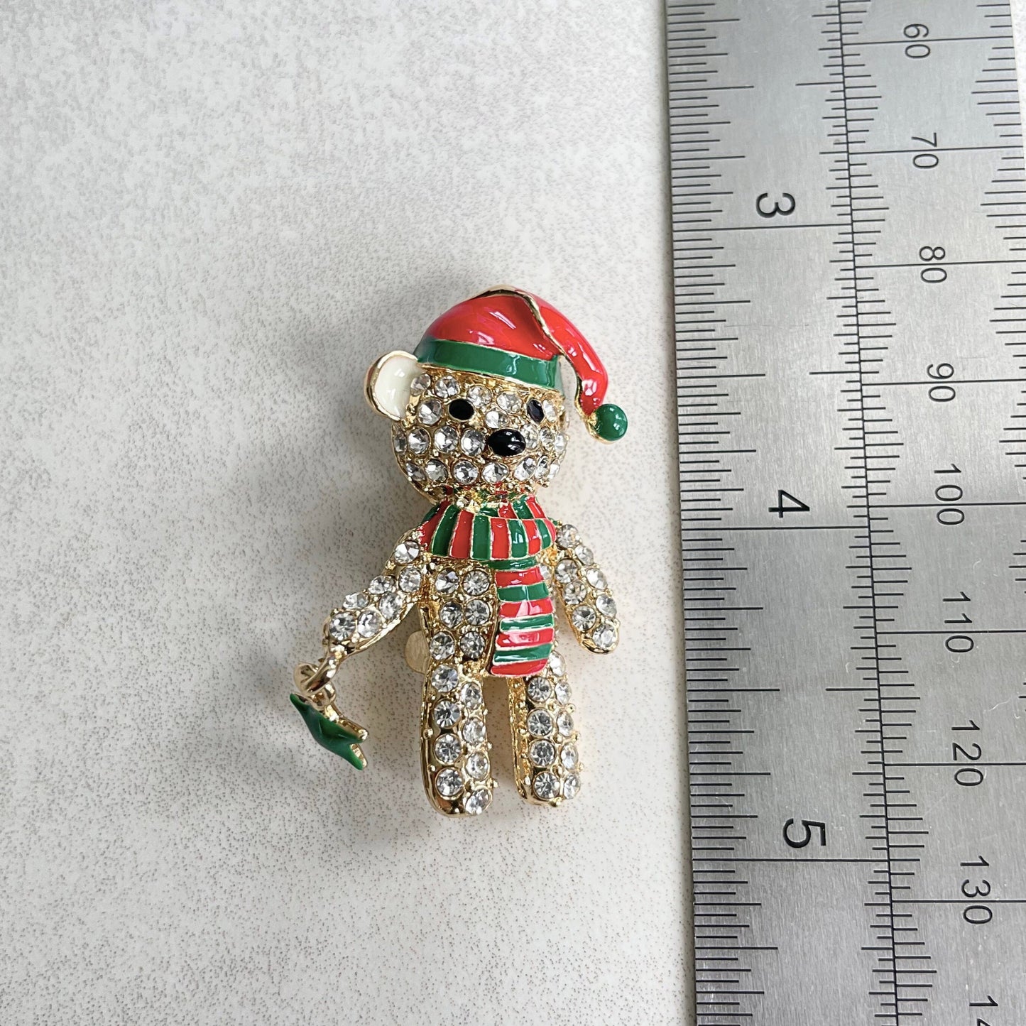 Charming Christmas bear gold pin brooch