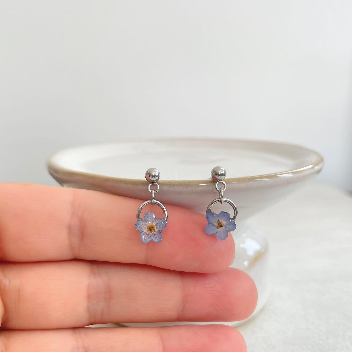 Tiny Forget Me Not Flower Earrings