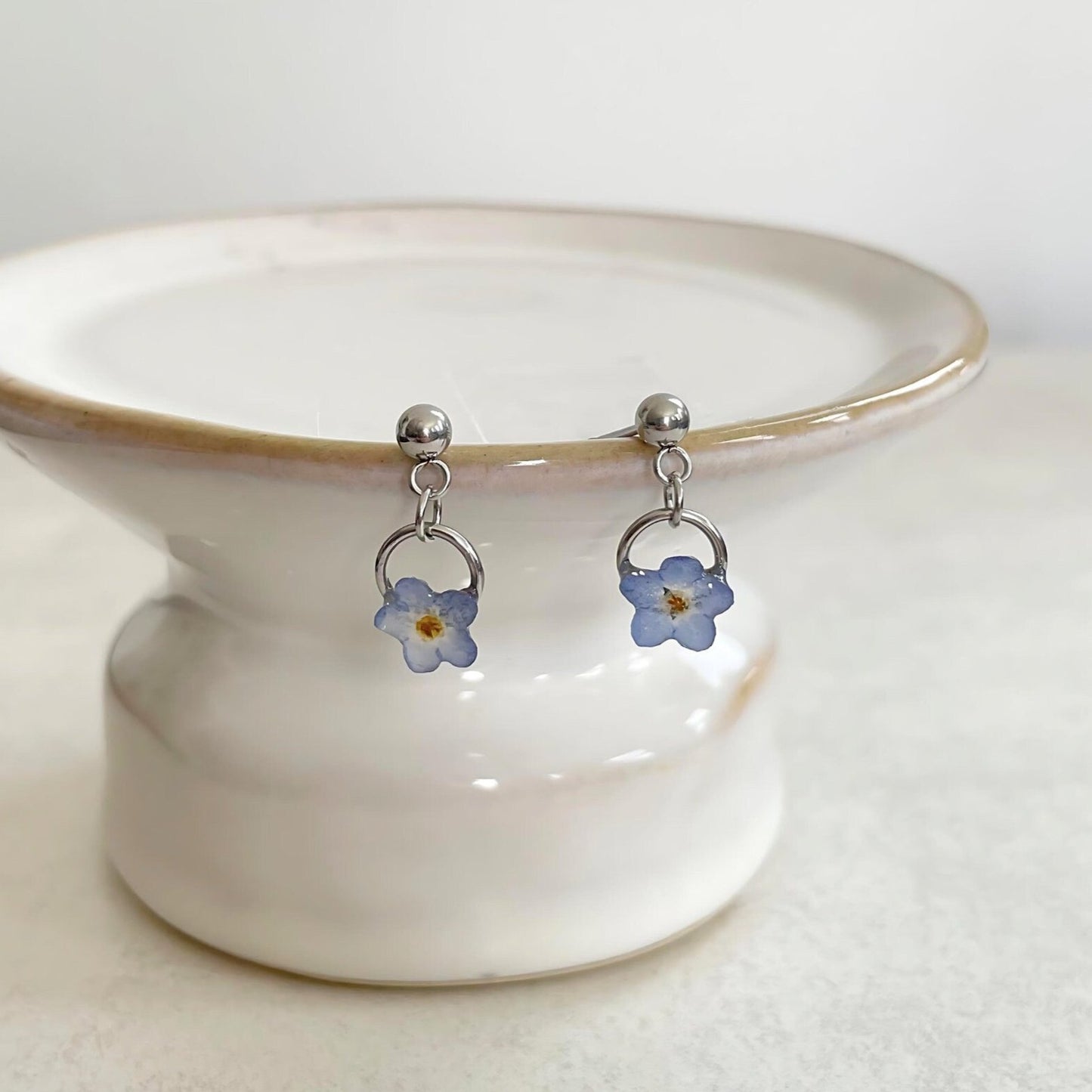 Tiny Forget Me Not Flower Earrings