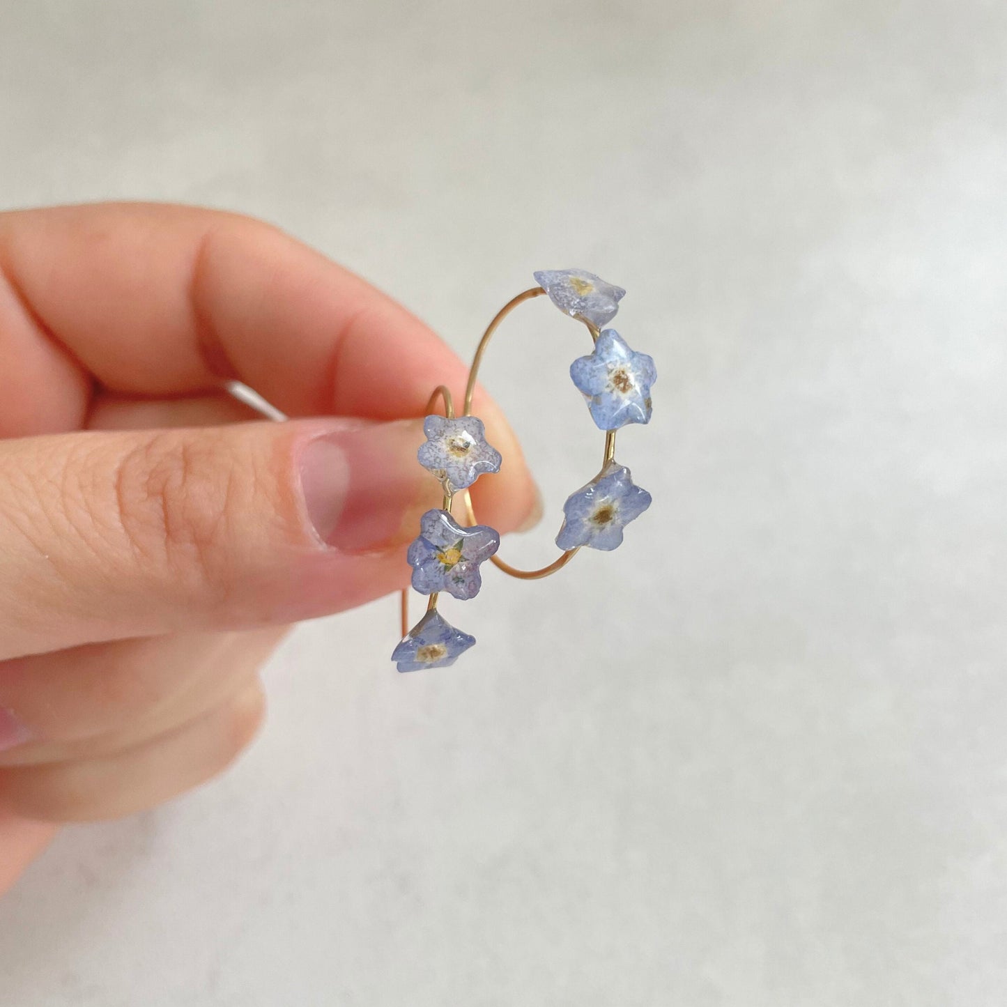 Forget Me Not Flower Hoop Earrings