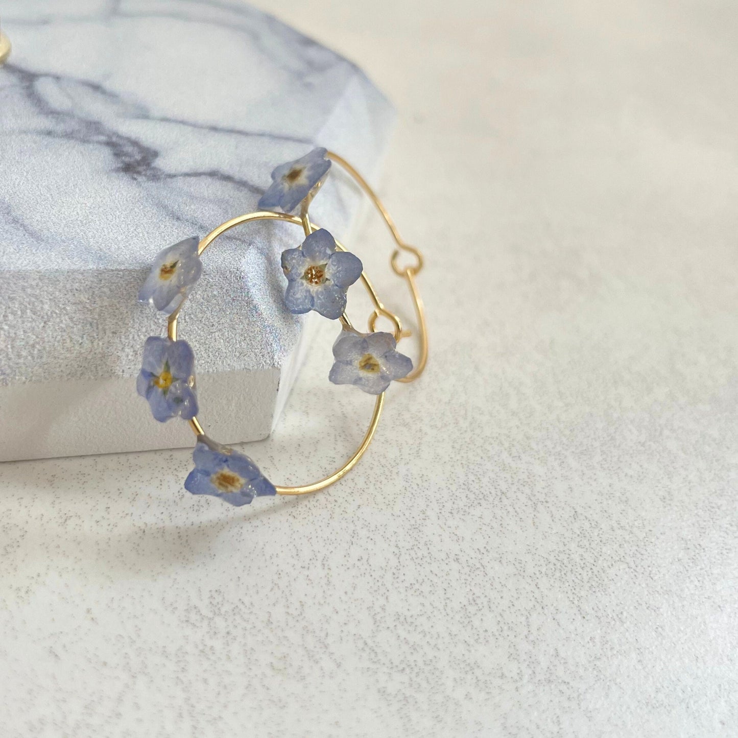 Forget Me Not Flower Hoop Earrings