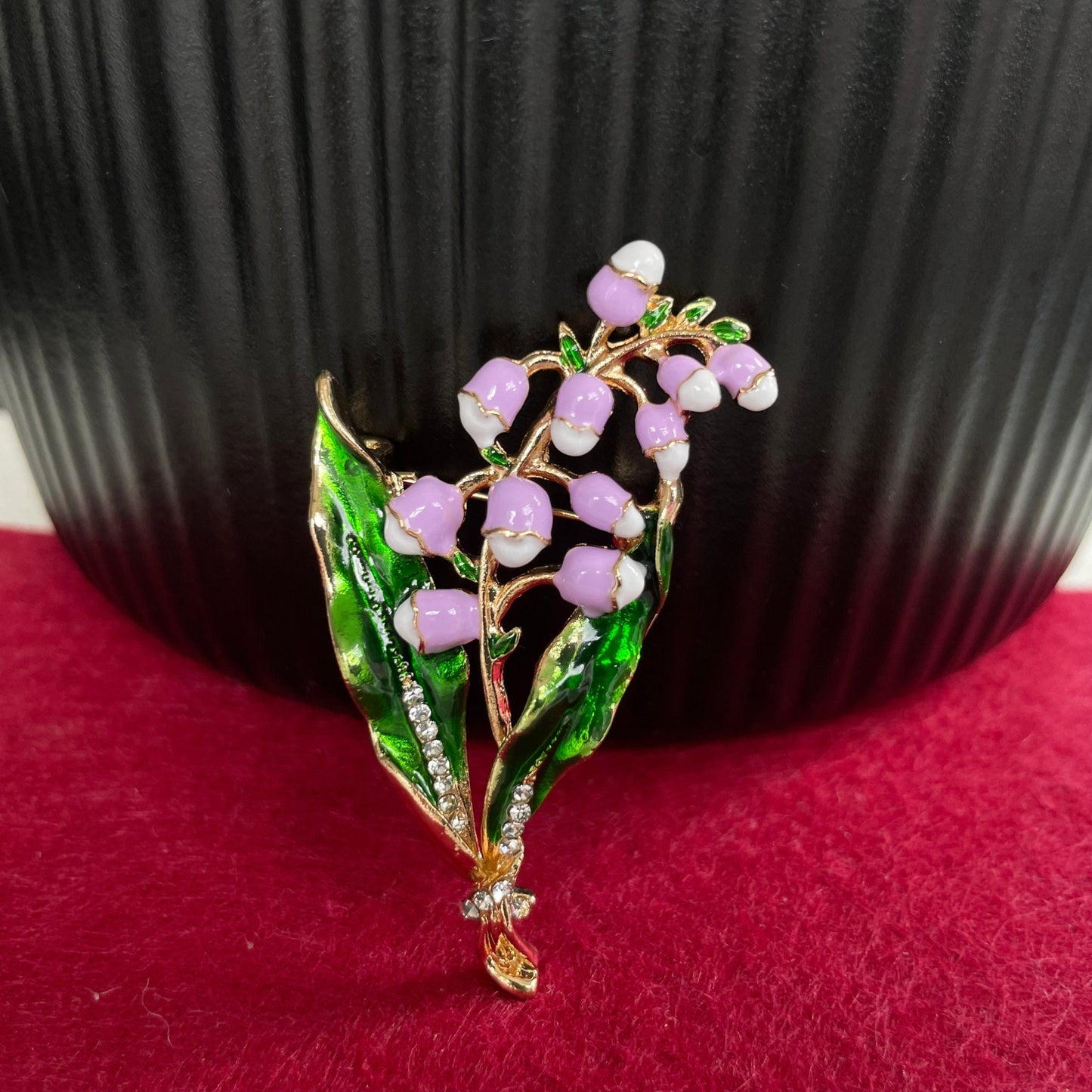 Delicate Lily of the valley flower gold pin brooch