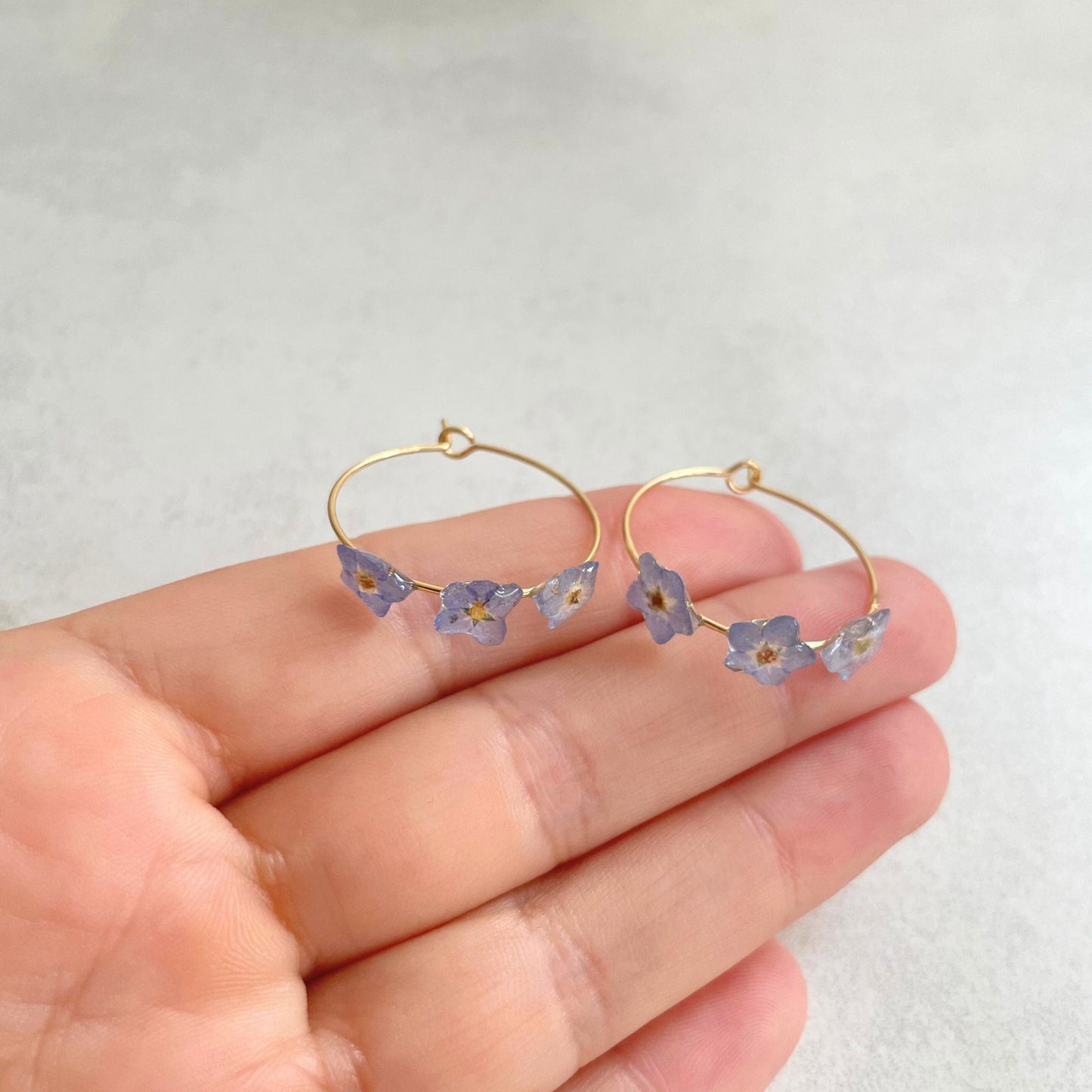 Forget Me Not Flower Hoop Earrings