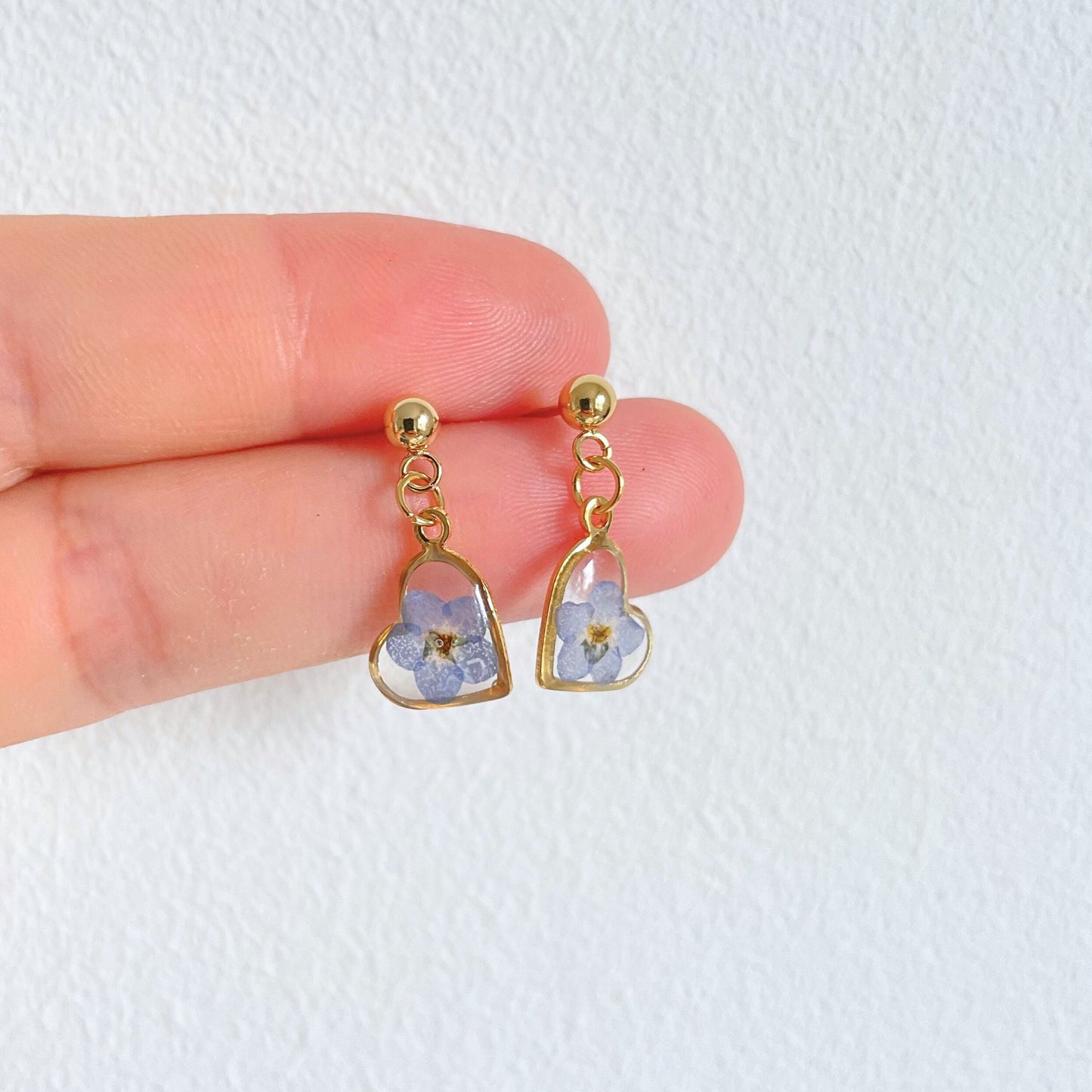 Forget Me Not Heart Drop Earrings