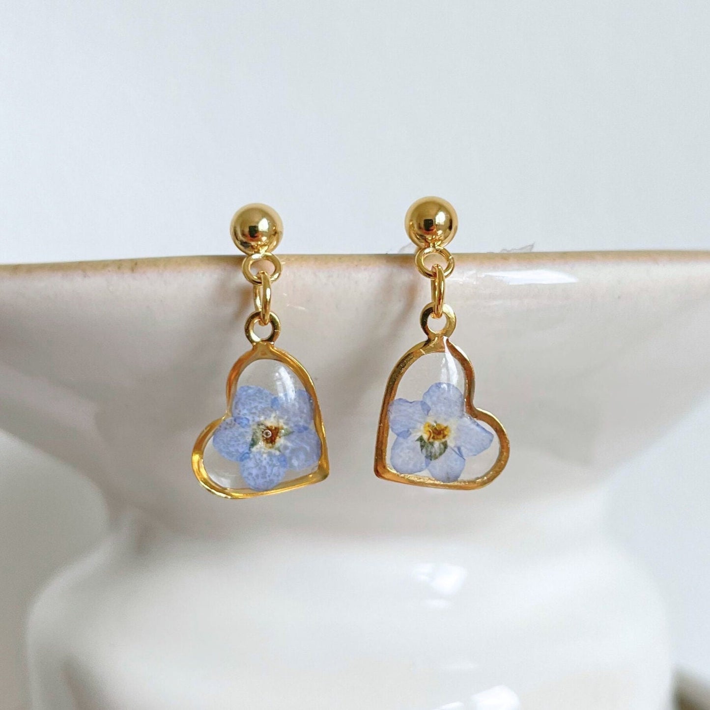 Forget Me Not Heart Drop Earrings