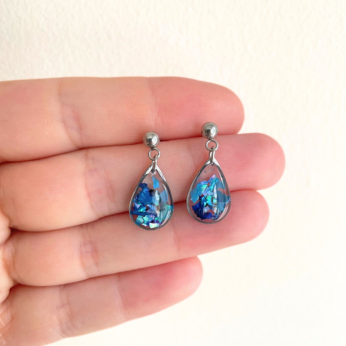 Blue Abalone Shell Teardrop Earrings
