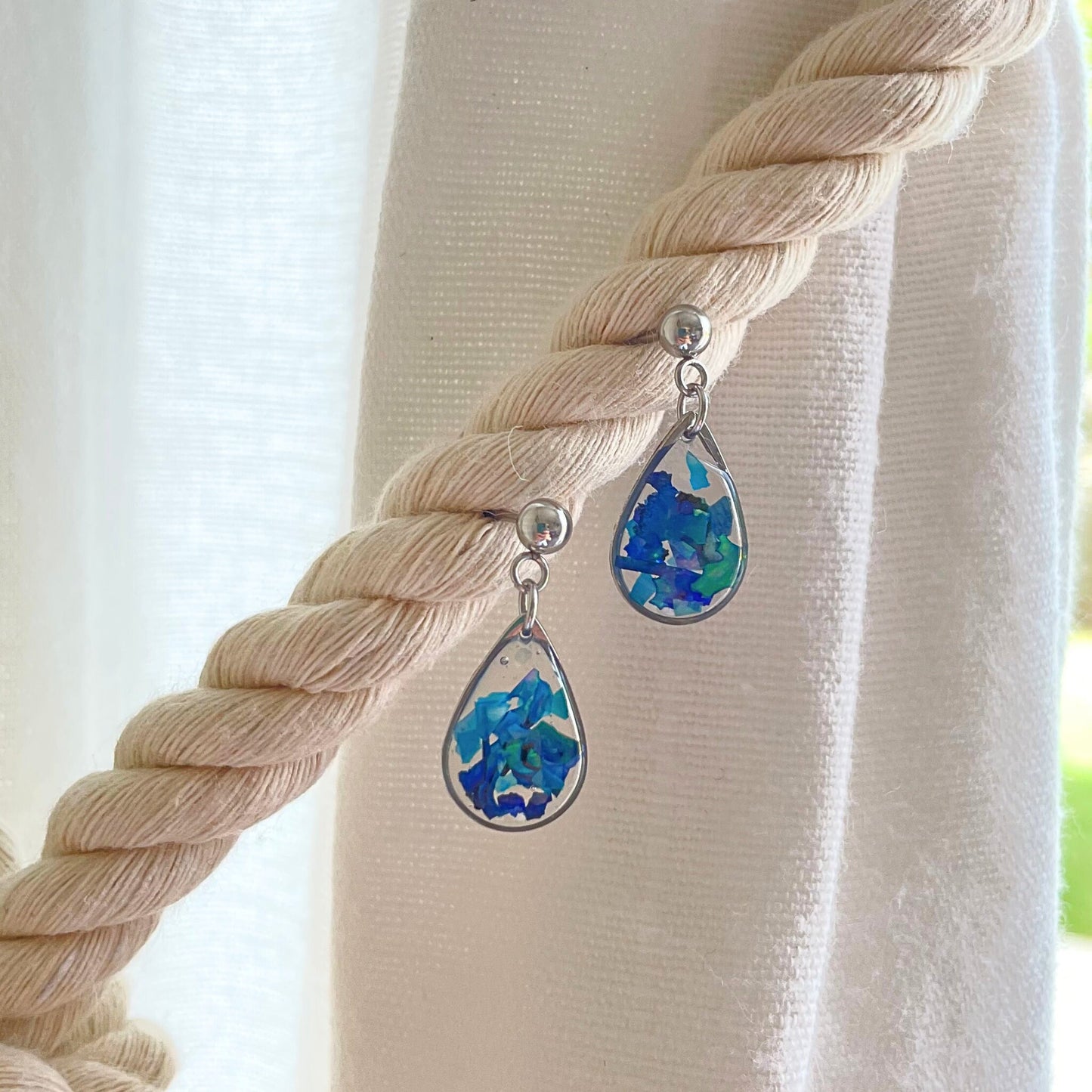Blue Abalone Shell Teardrop Earrings