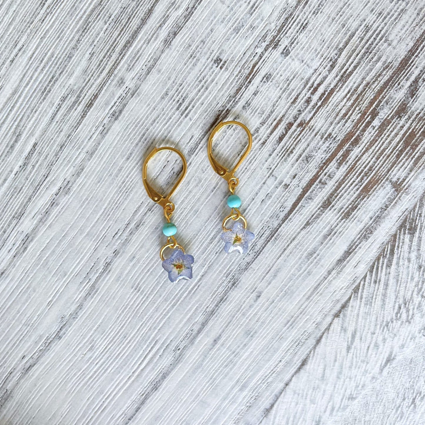 Forget Me Not Flower Charm Hoop Earrings