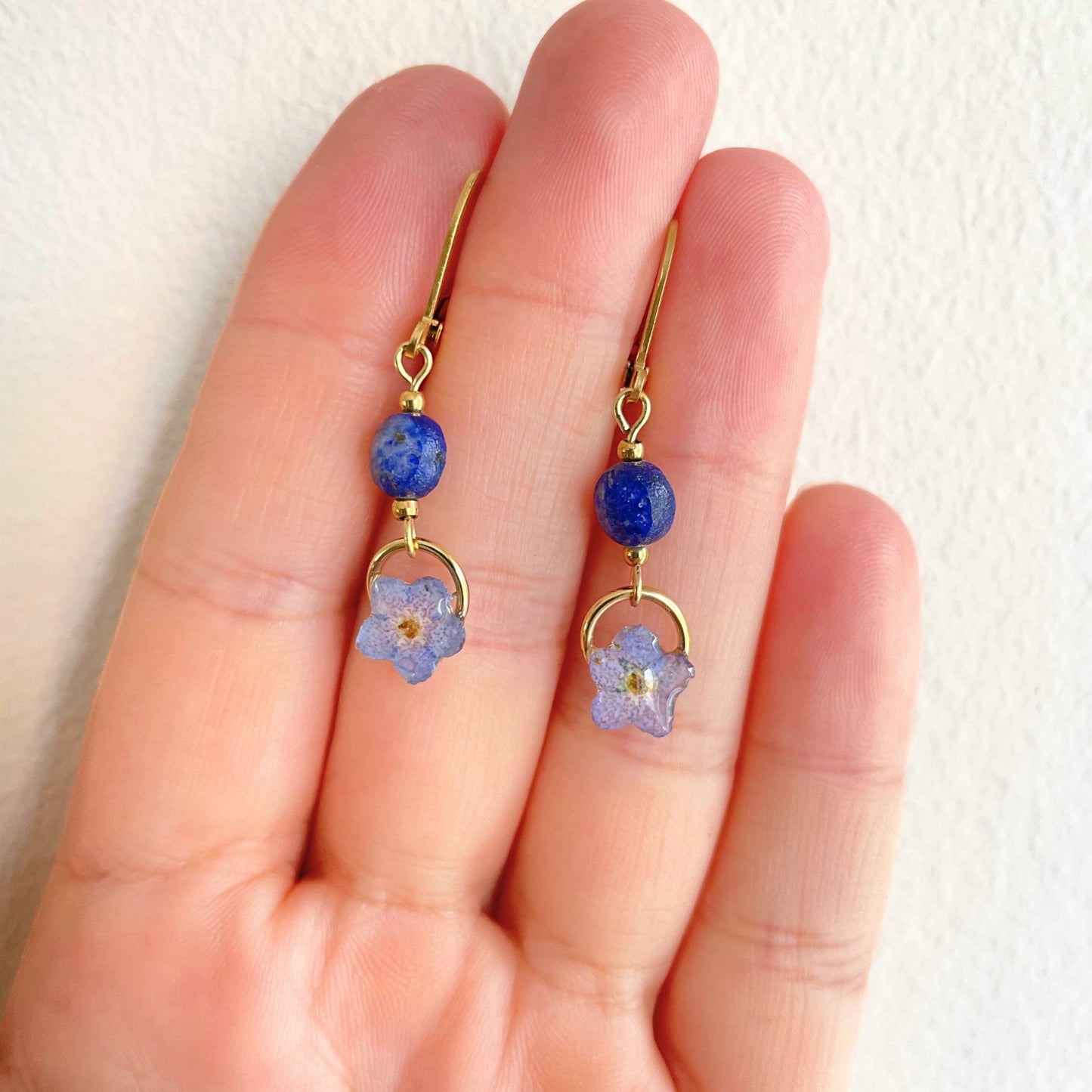 Forget Me Not Flower Charm Huggie Earrings