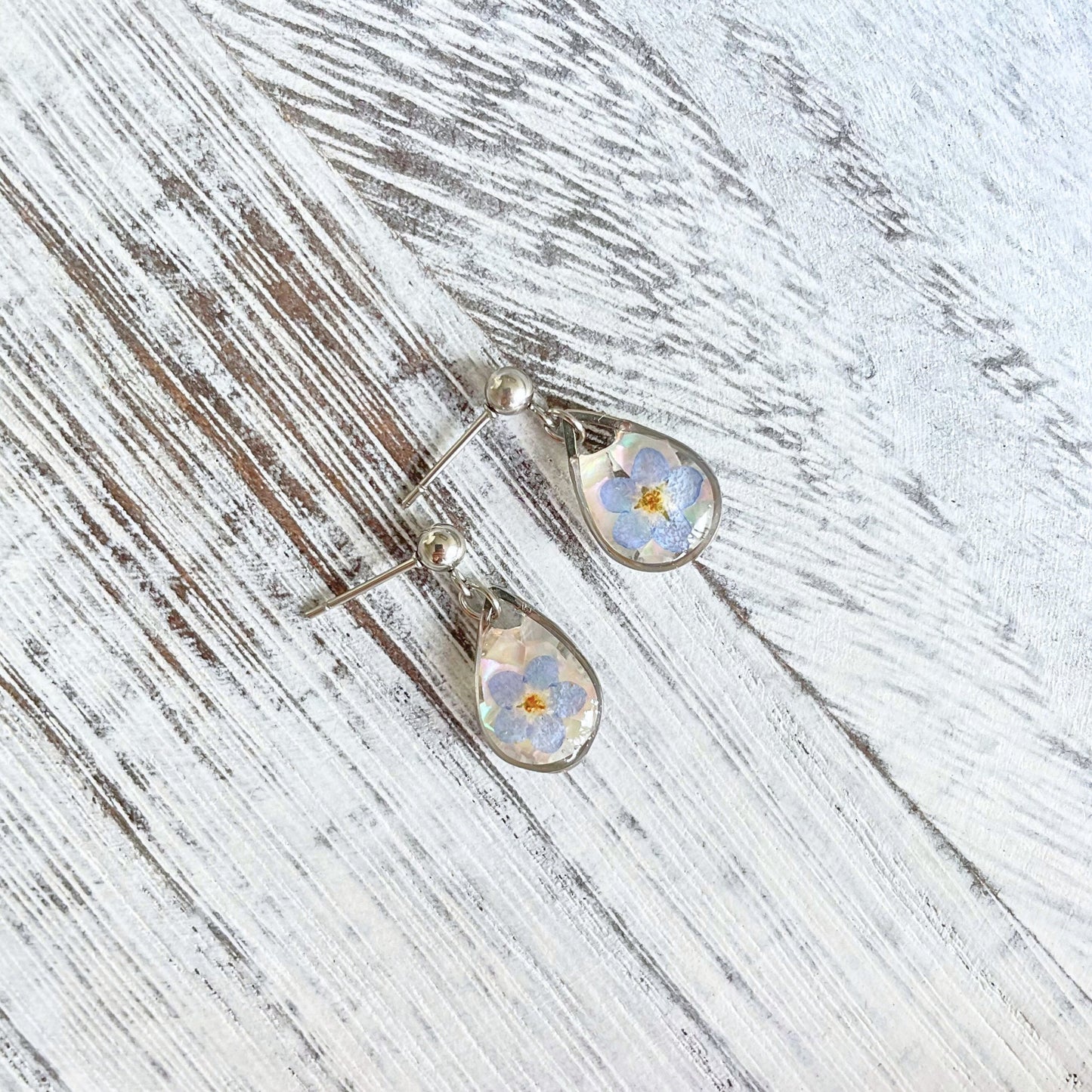 Forget Me Not Flower Teardrop Earrings