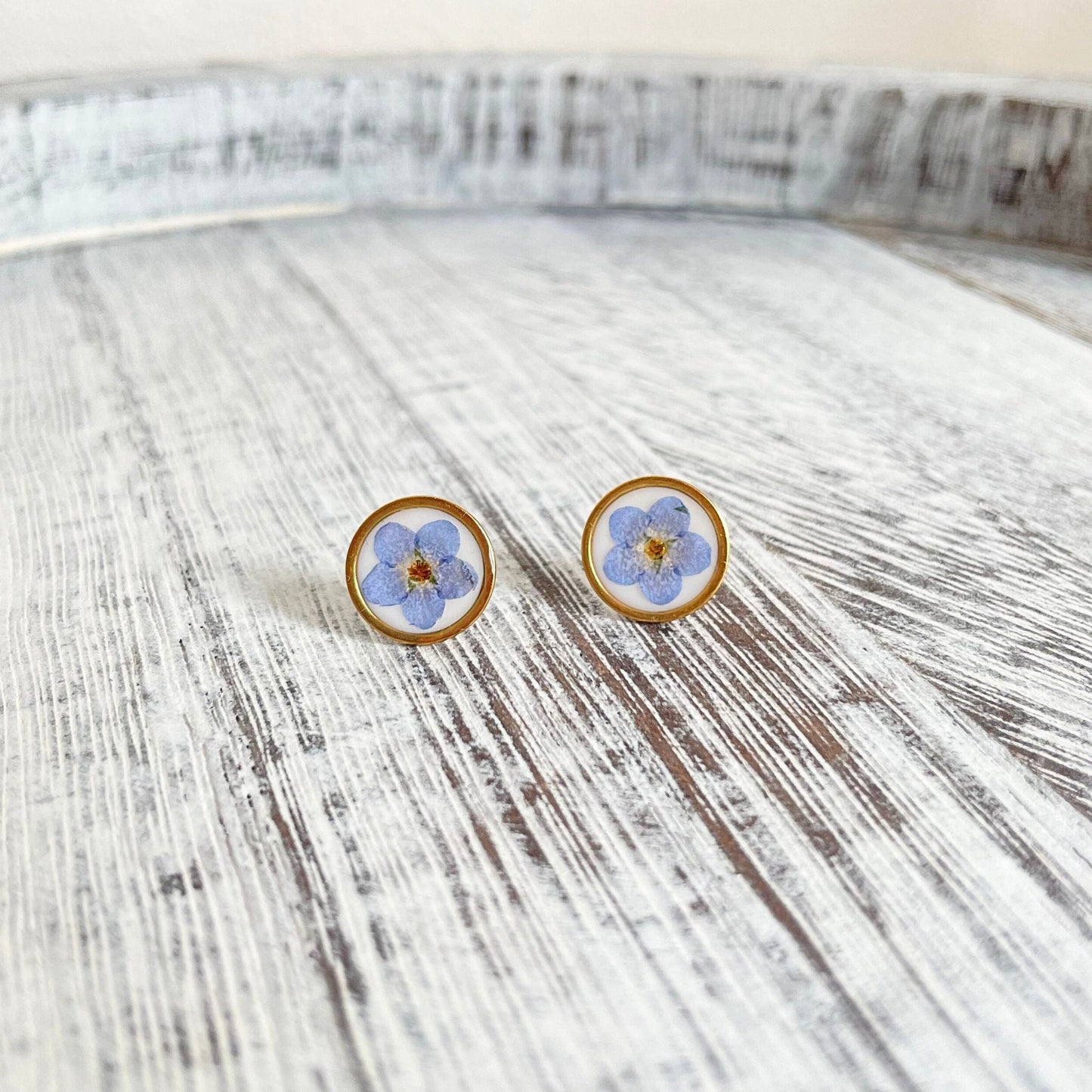 Forget Me Not Flower Button Earrings