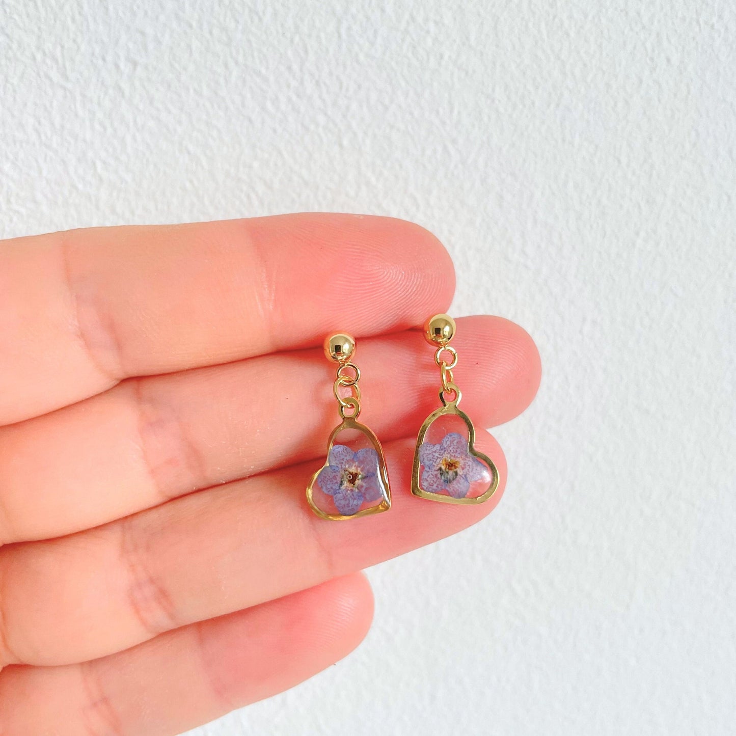 Forget Me Not Heart Drop Earrings