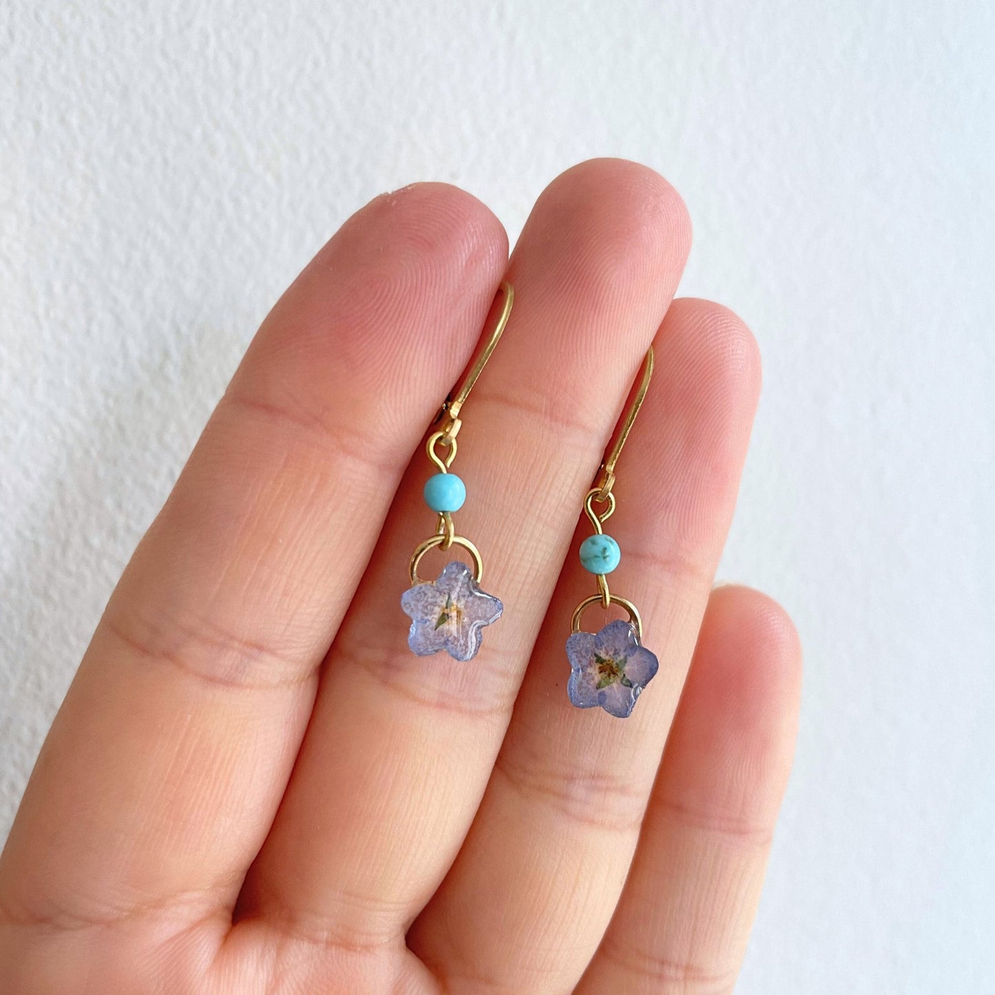 Forget Me Not Flower Charm Hoop Earrings