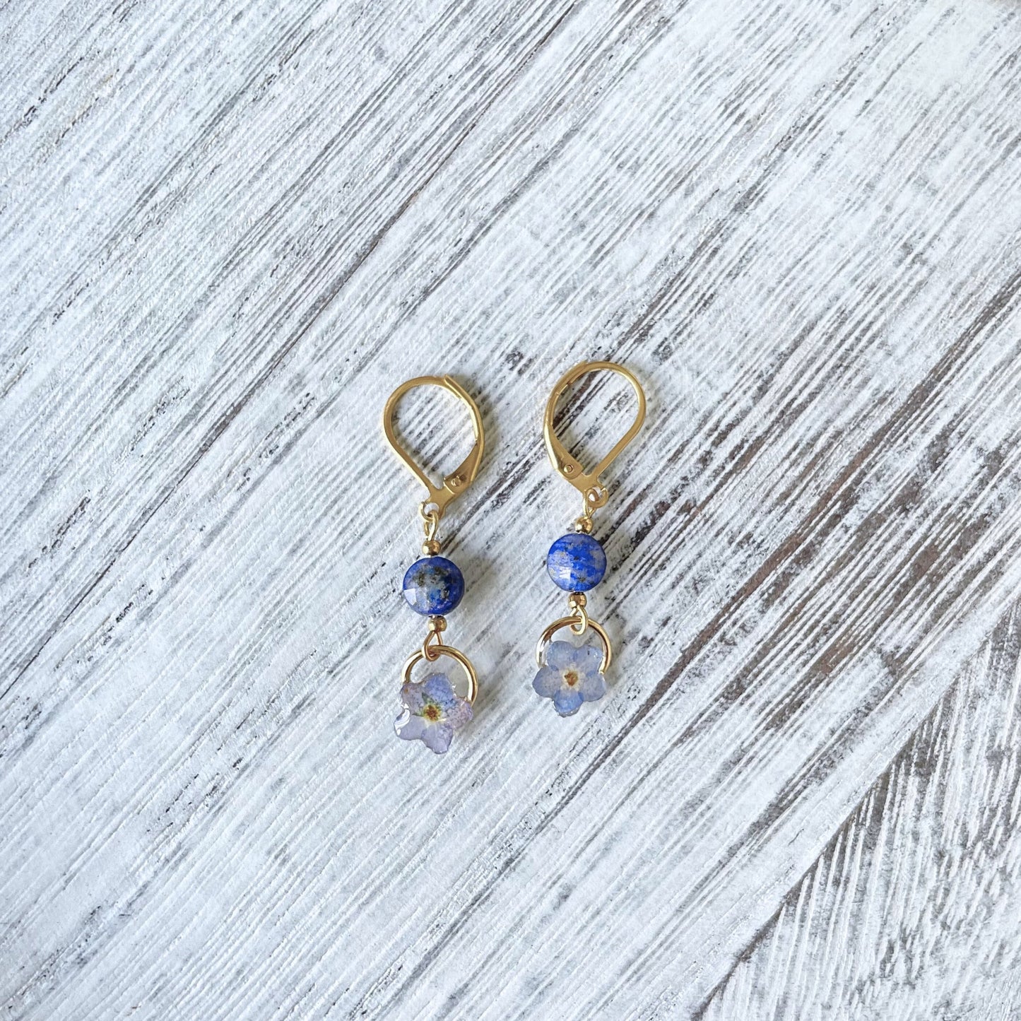 Forget Me Not Flower Charm Huggie Earrings