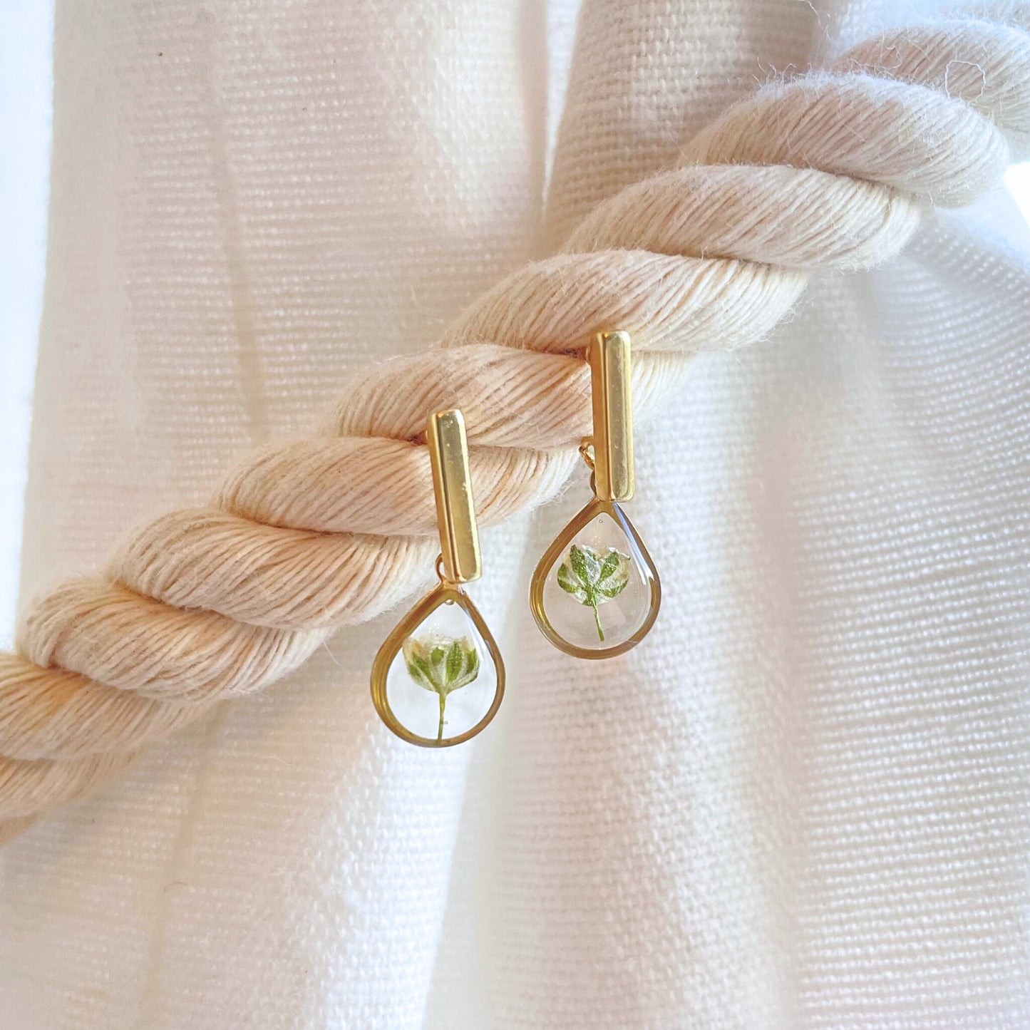 Baby's Breath Teardrop Charm Earrings