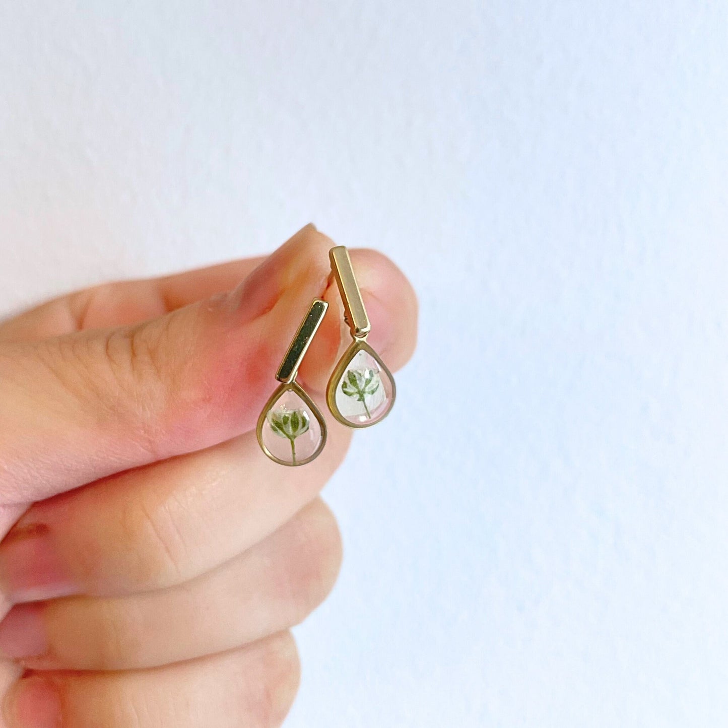 Baby's Breath Teardrop Charm Earrings