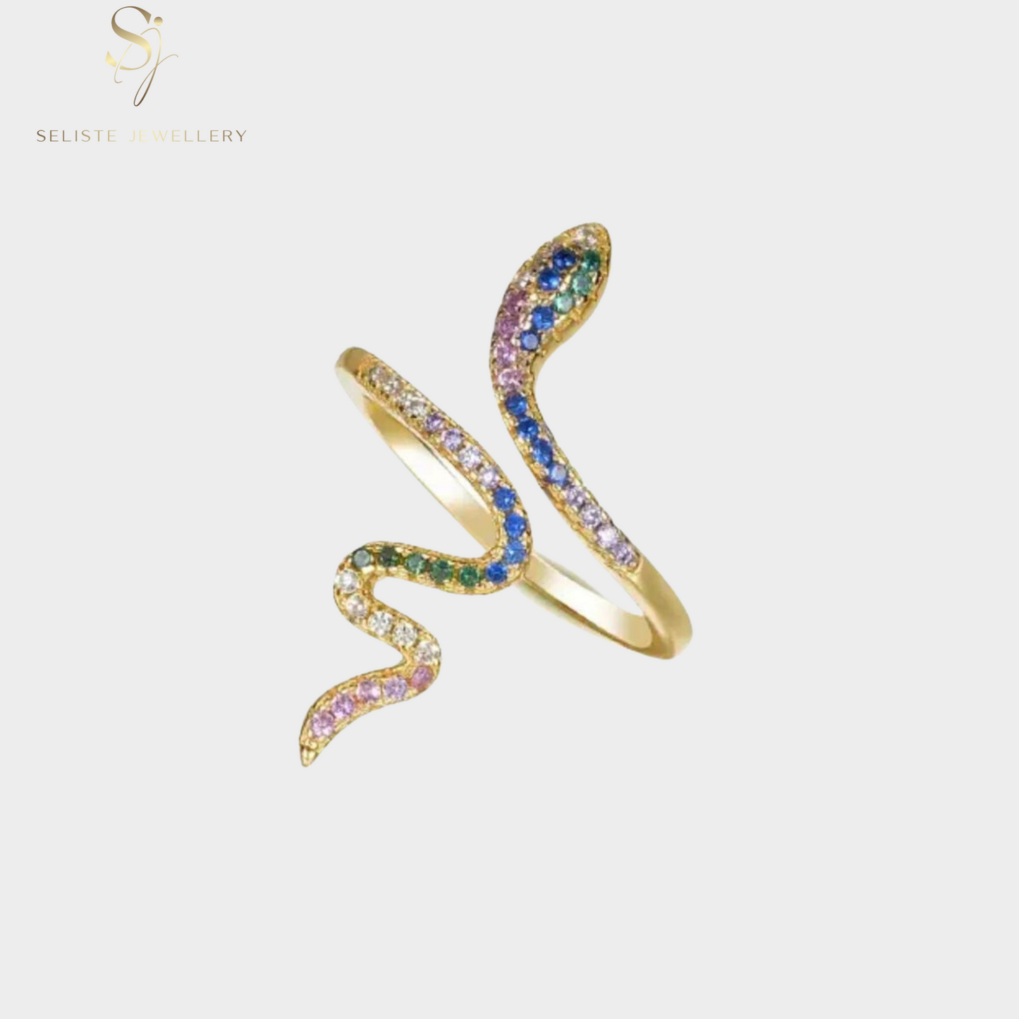 Colourful Gold Snake Ring