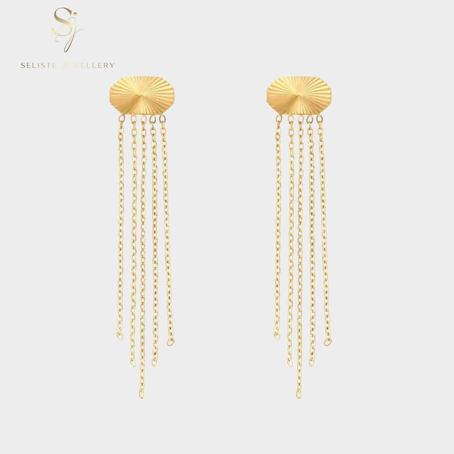 Chain Tassel Geometric Earrings