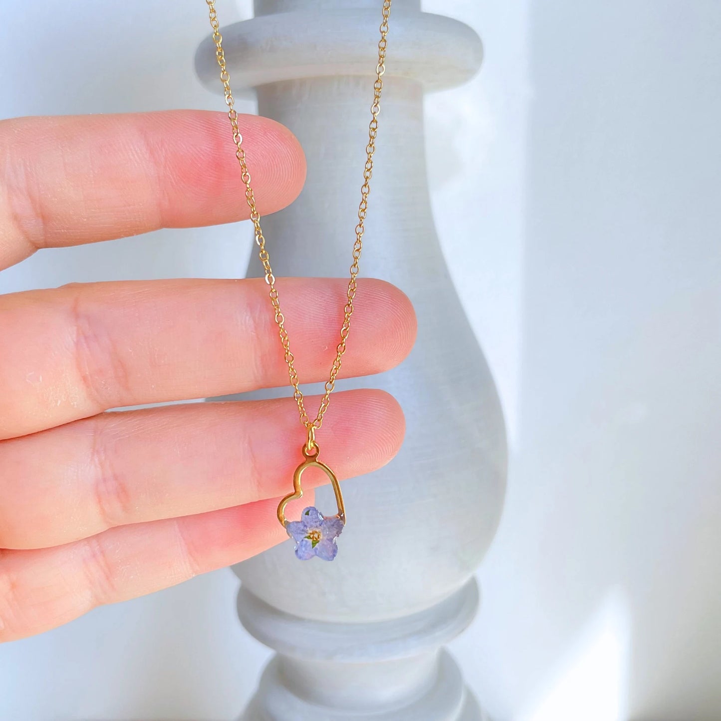 Forget Me Not Heart Charm Necklace