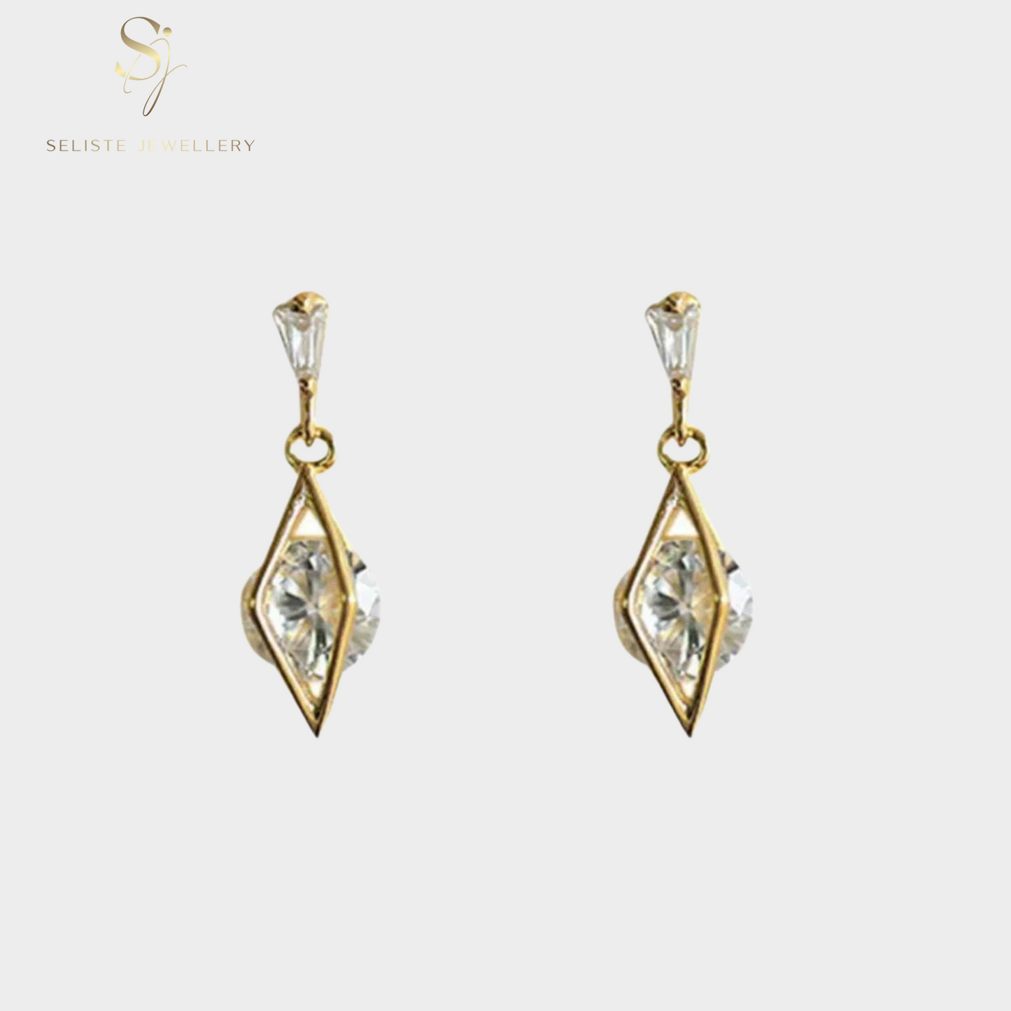 Dainty Rhombus Diamond Dangle Earrings