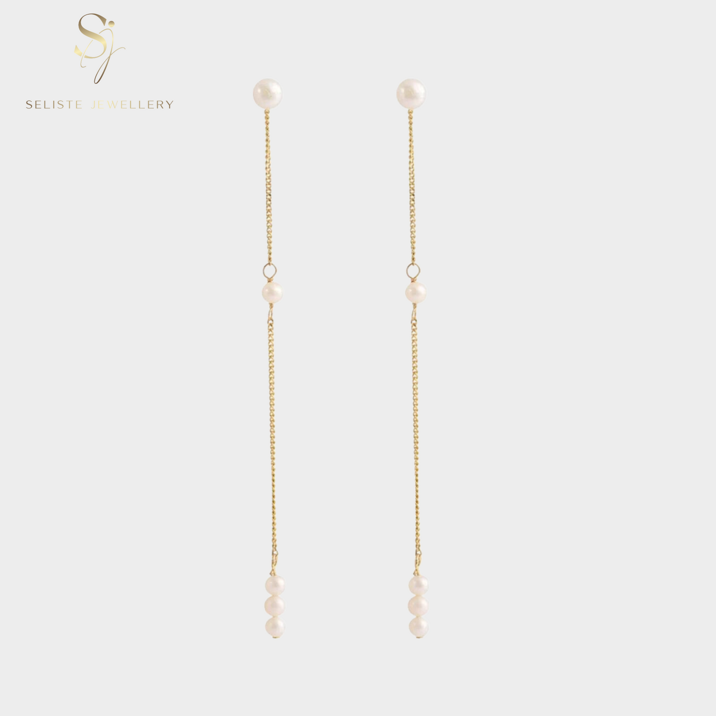 Long Chain Pearls Drop Earrings