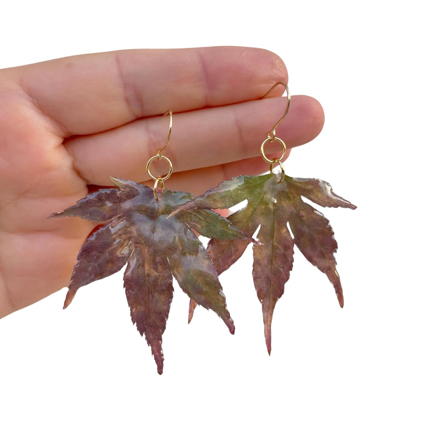 Real Large Maple Leaf Drop Earrings