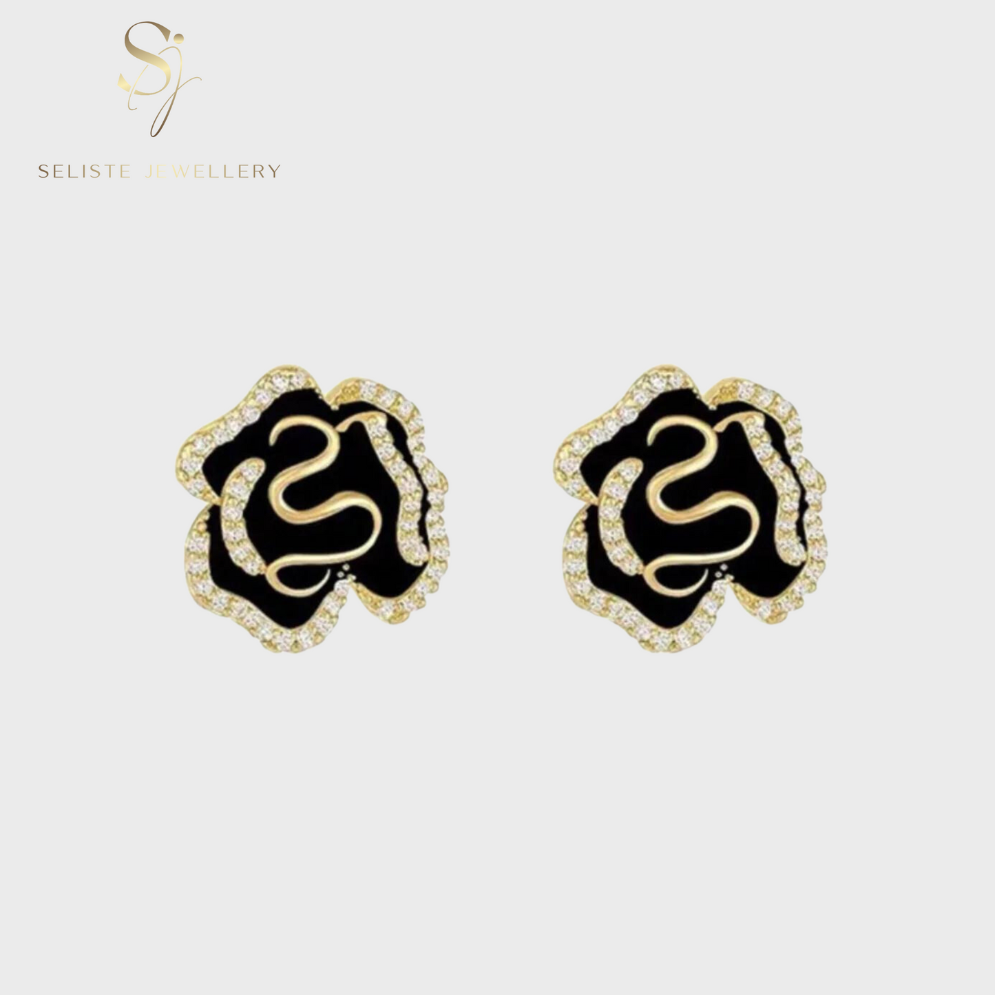 Black Flower Earrings