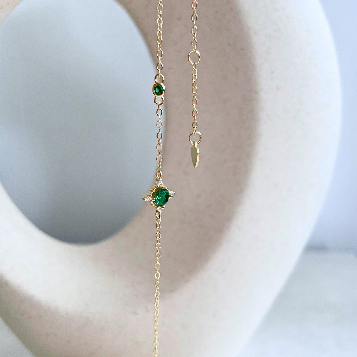 Tiny Emerald Charm Bracelet
