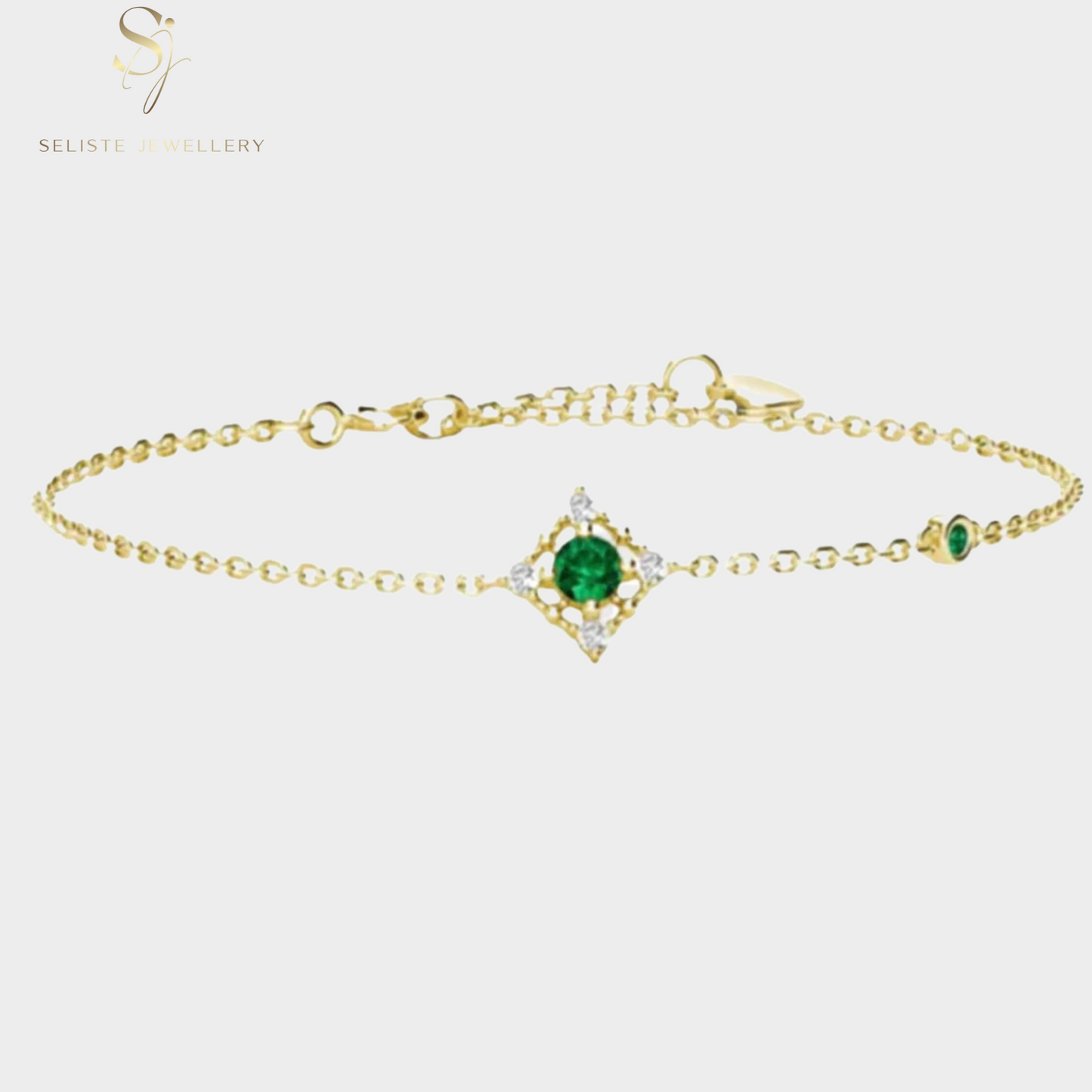 Tiny Emerald Charm Bracelet