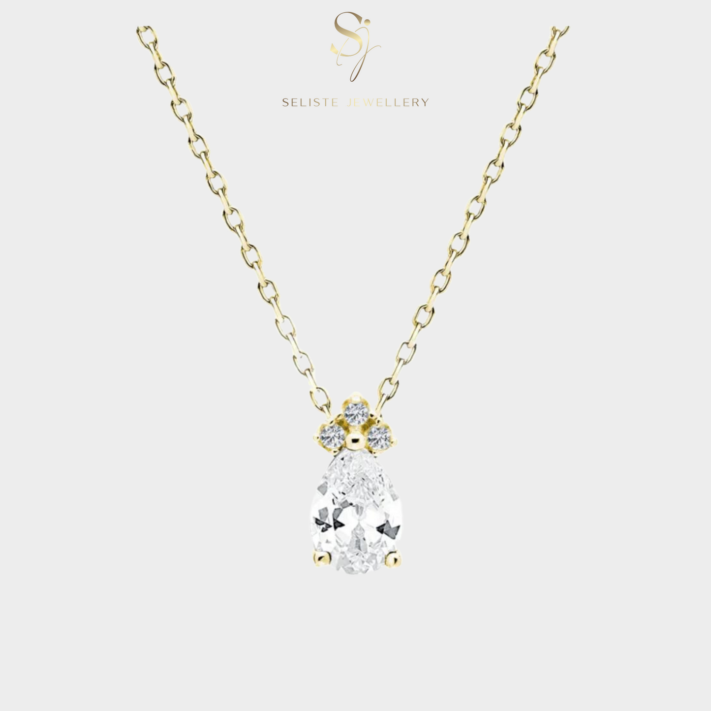 Tiny Diamond Teardrop Charm Necklace